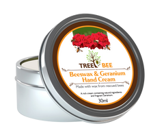 TreeBee 30ml-Premium Beeswax Hand Cream with Geranium Essential Oil, Luxury Moisturiser, Holistic Hand Care