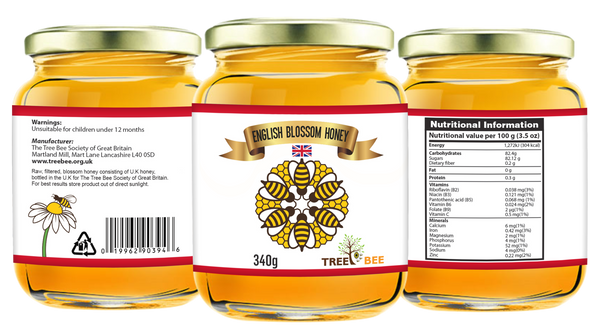 TreeBee 340g English Honey - 100% Pure Blossom Honey