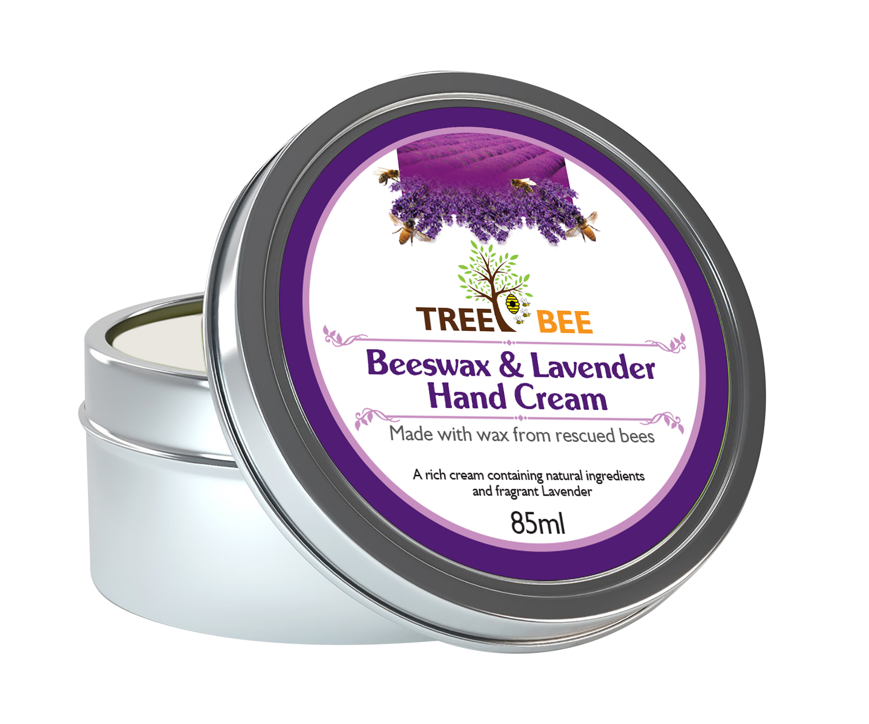 TreeBee 100% Natural Lavender Hand Cream Beeswax - 85ml