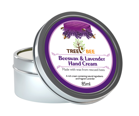 TreeBee 85ml-Handcrafted Lavender Beeswax Cream, Natural Hand Moisturiser, Organic Lavender Lotion
